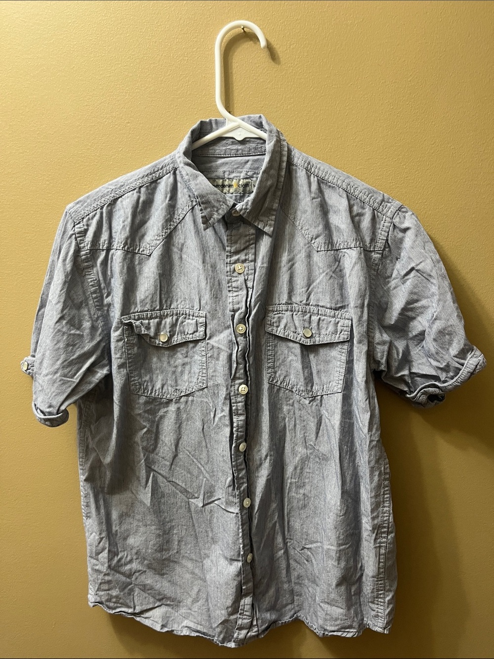 Paper Denim & Cloth Light Gray Short-Sleeve Button-Down Shirt
